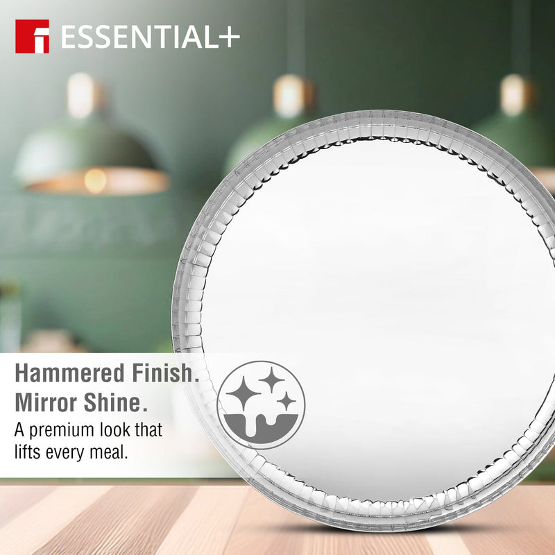 Bergner Signature 304 Stainless Steel Quarter Plates 2 Pcs Set | Hammered Design