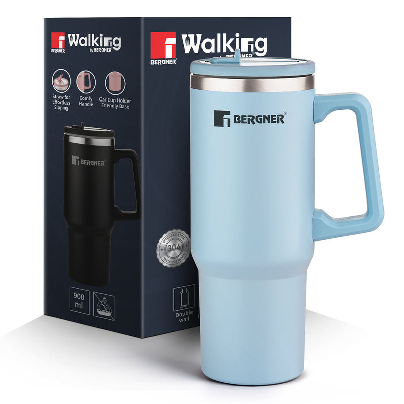 Bergner Walking Hydracarry Stainless Steel Double Wall Tumbler Sipper 900ml - Blue
