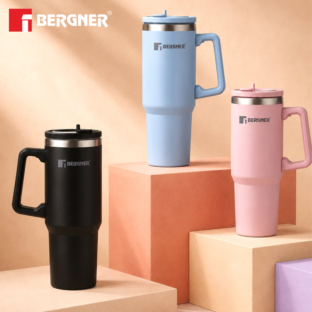 Bergner Walking Hydracarry Stainless Steel Double Wall Tumbler Sipper 900ml - Blue