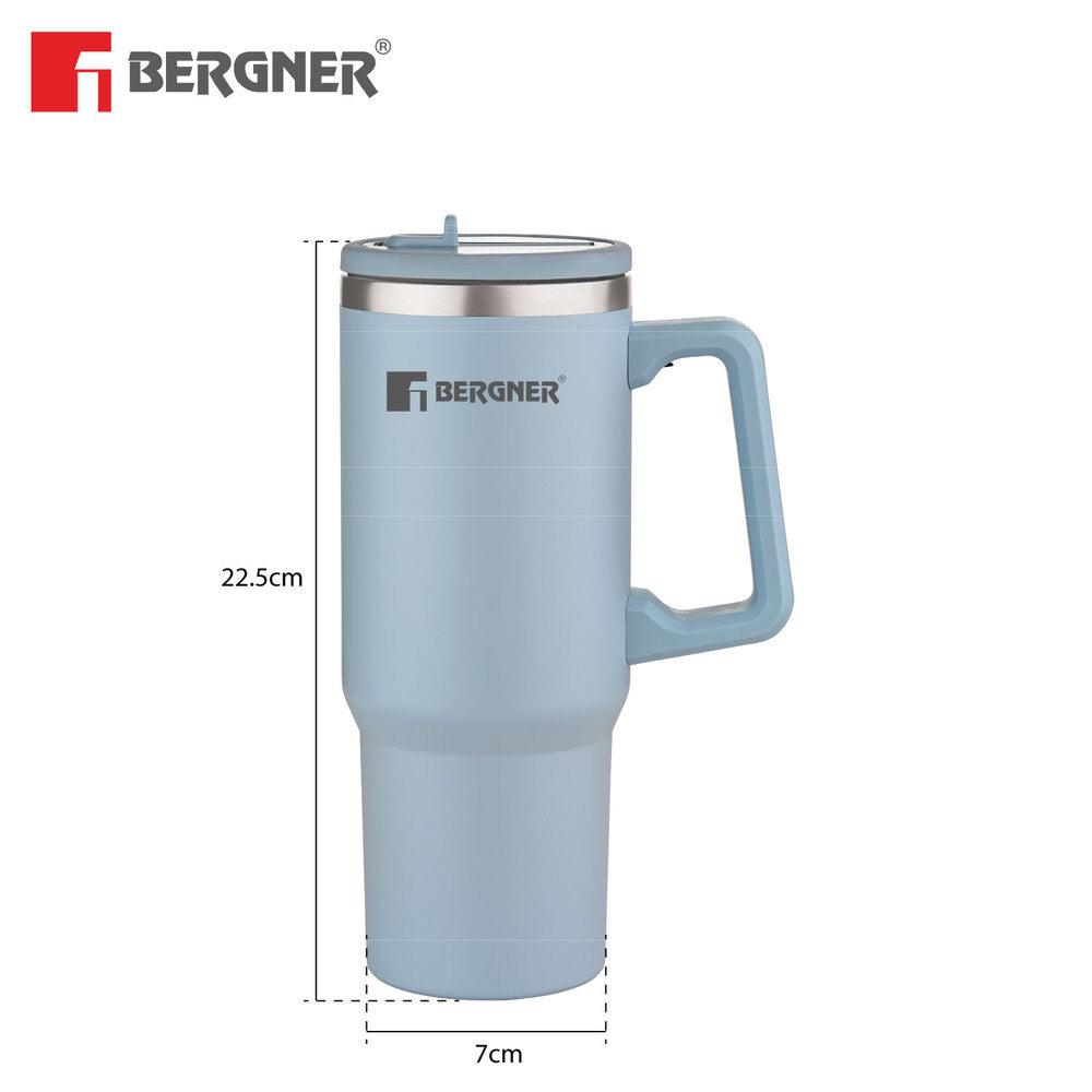 Bergner Walking Hydracarry Stainless Steel Double Wall Tumbler Sipper 900ml - Blue