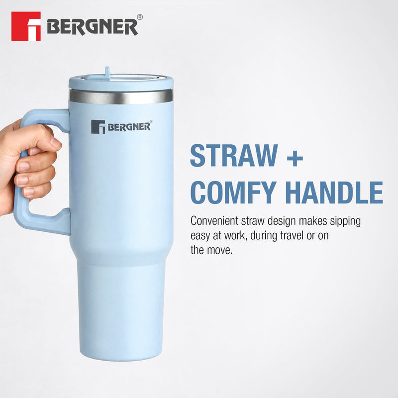 Bergner Walking Hydracarry Stainless Steel Double Wall Tumbler Sipper 900ml - Blue