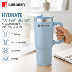 Bergner Walking Hydracarry Stainless Steel Double Wall Tumbler Sipper 900ml - Blue