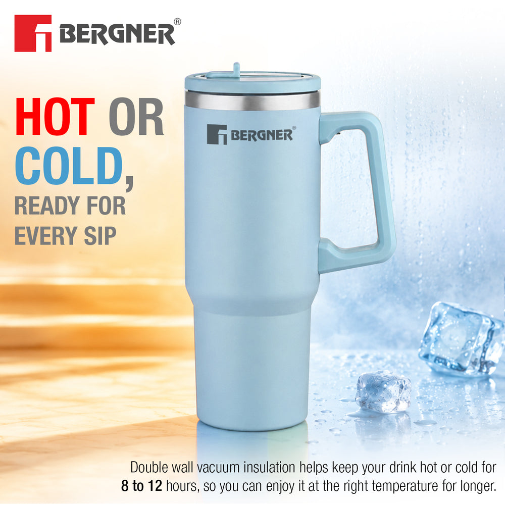 Bergner Walking Hydracarry Stainless Steel Double Wall Tumbler Sipper 900ml - Blue