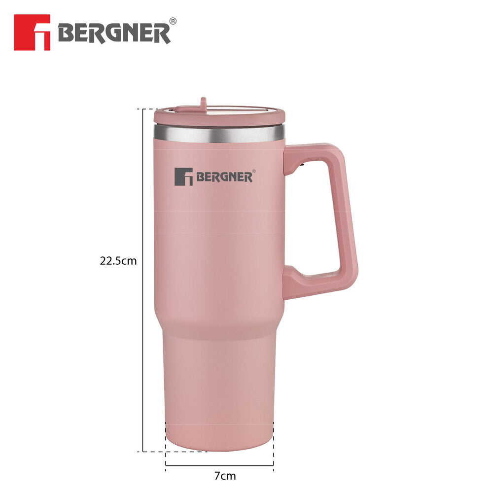 Bergner Walking Hydracarry Stainless Steel Double Wall Tumbler Sipper 900ml - Pink