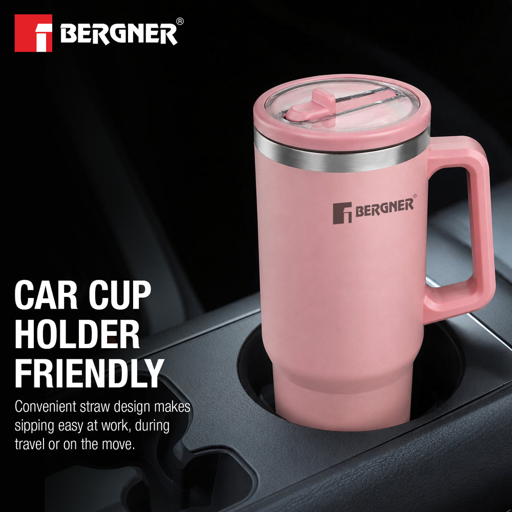 Bergner Walking Hydracarry Stainless Steel Double Wall Tumbler Sipper 900ml - Pink