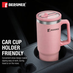 Bergner Walking Hydracarry Stainless Steel Double Wall Tumbler Sipper 900ml - Pink