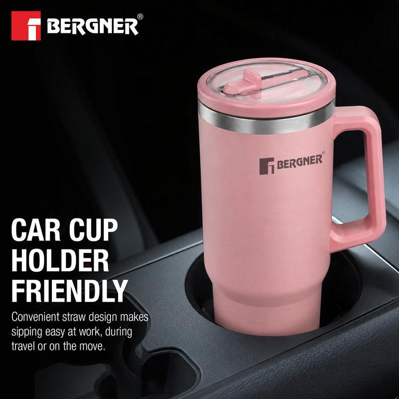 Bergner Walking Hydracarry Stainless Steel Double Wall Tumbler Sipper 900ml - Pink