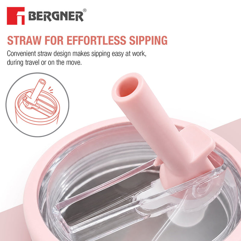 Bergner Walking Hydracarry Stainless Steel Double Wall Tumbler Sipper 900ml - Pink