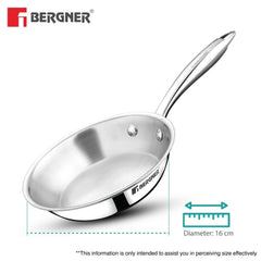 Bergner Argent Junior Chef TriPly Stainless Steel 16cm (700ml) Frypan