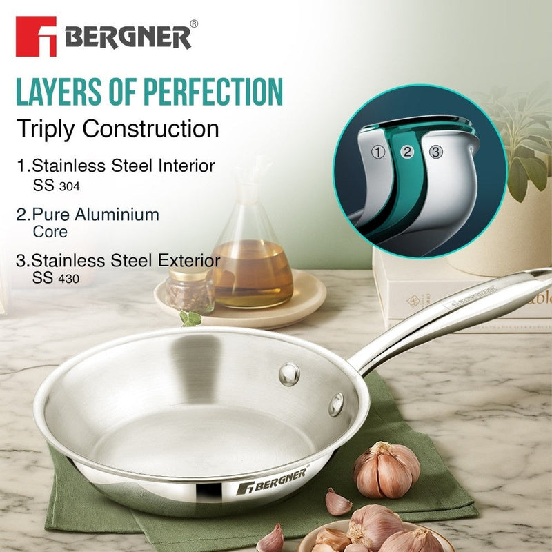 Bergner Argent Junior Chef TriPly Stainless Steel 16cm (700ml) Frypan