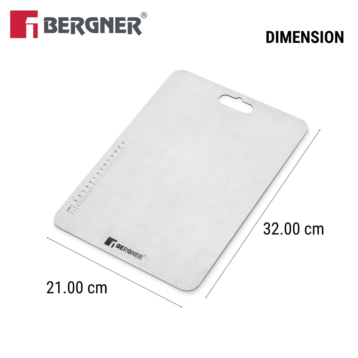 Bergner Stainless Steel Chopping Board | 21x32cm