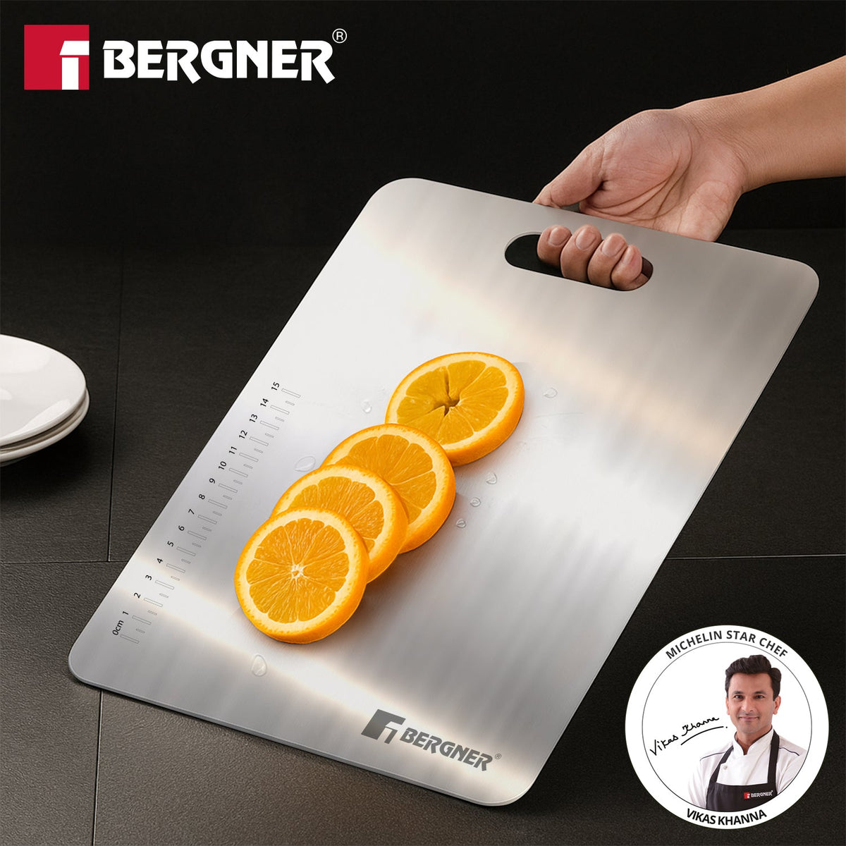 Bergner Stainless Steel Chopping Board | 25x36cm
