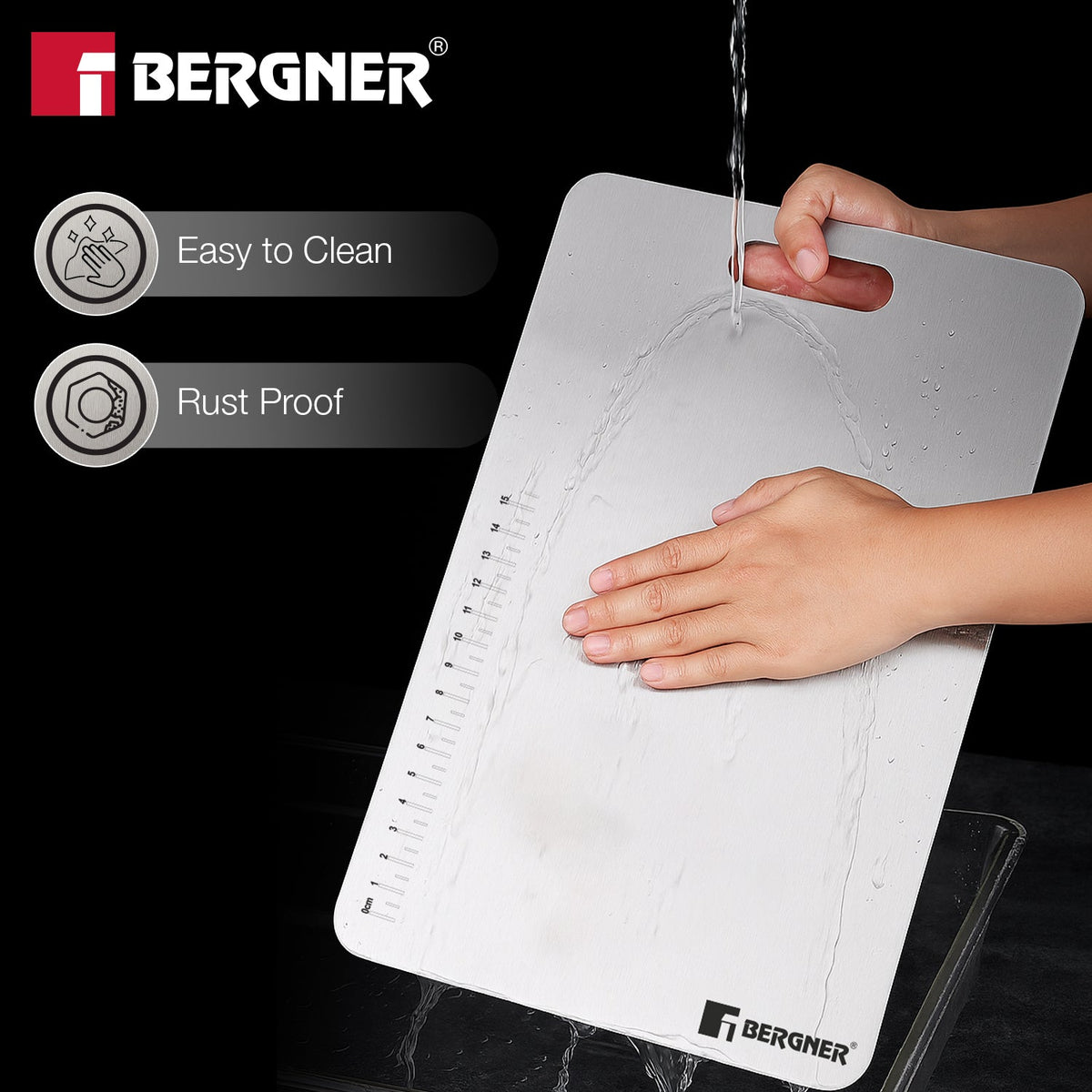 Bergner Stainless Steel Chopping Board | 25x36cm