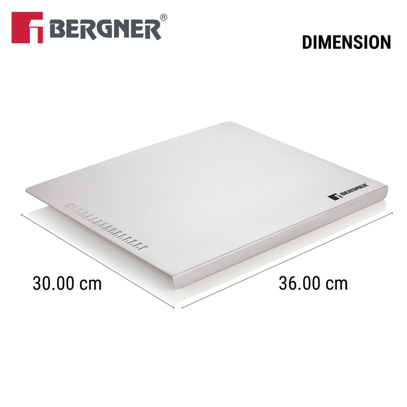 Bergner Stainless Steel Chopping Board with Lip | 36x30cm