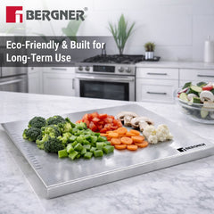 Bergner Stainless Steel Chopping Board with Lip | 36x30cm