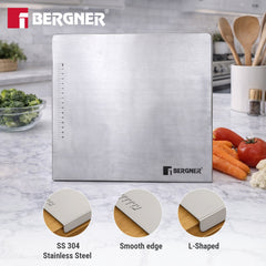 Bergner Stainless Steel Chopping Board with Lip | 36x30cm