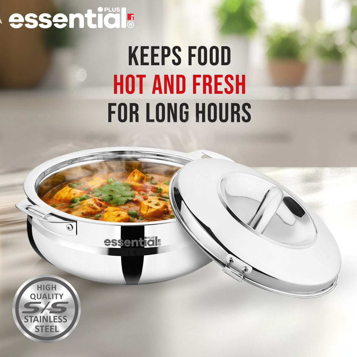 Bergner Essential Plus Stainless Steel Belly Shape Hot Pot/Casserole 1500ml