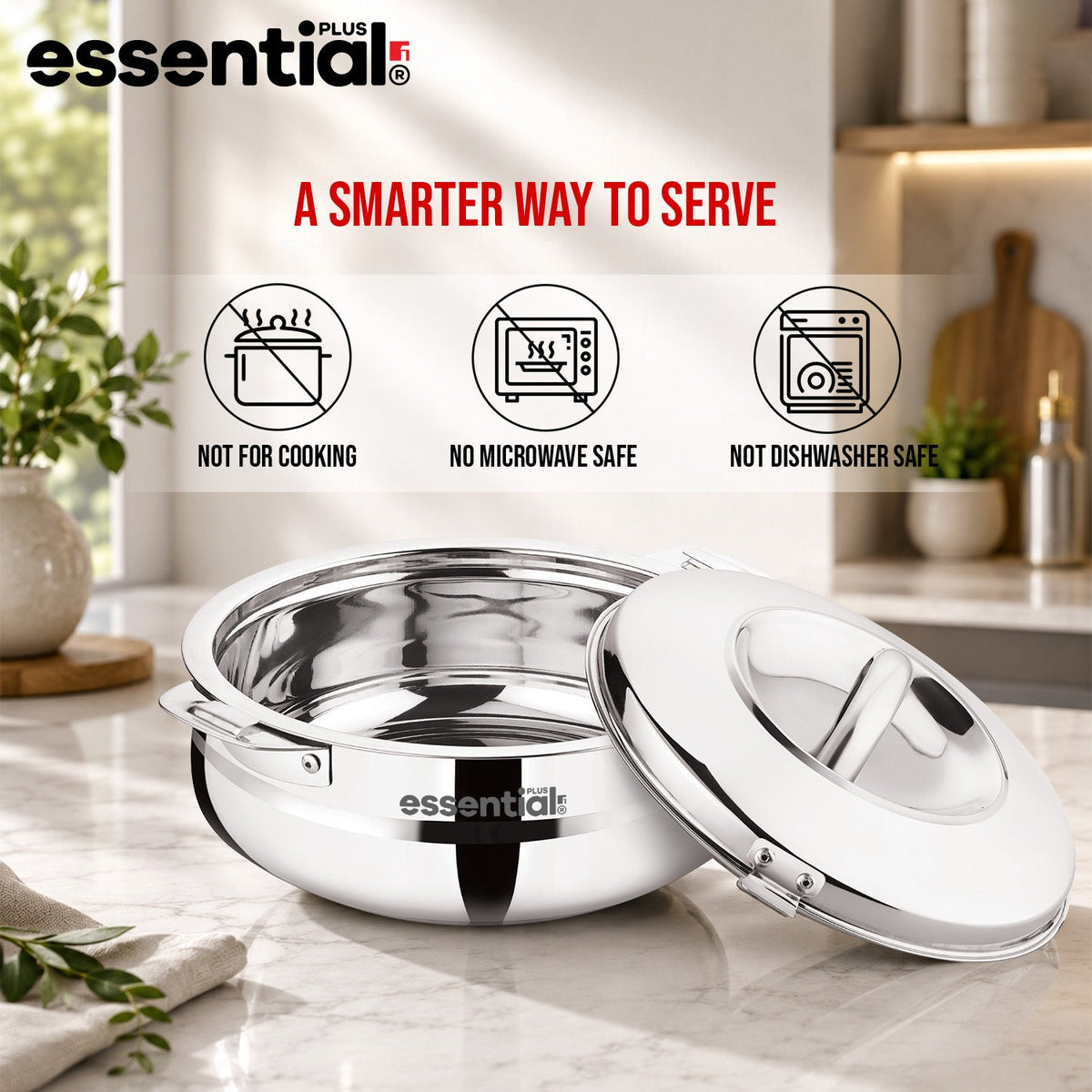 Bergner Essential Plus Stainless Steel Belly Shape Hot Pot/Casserole 1500ml