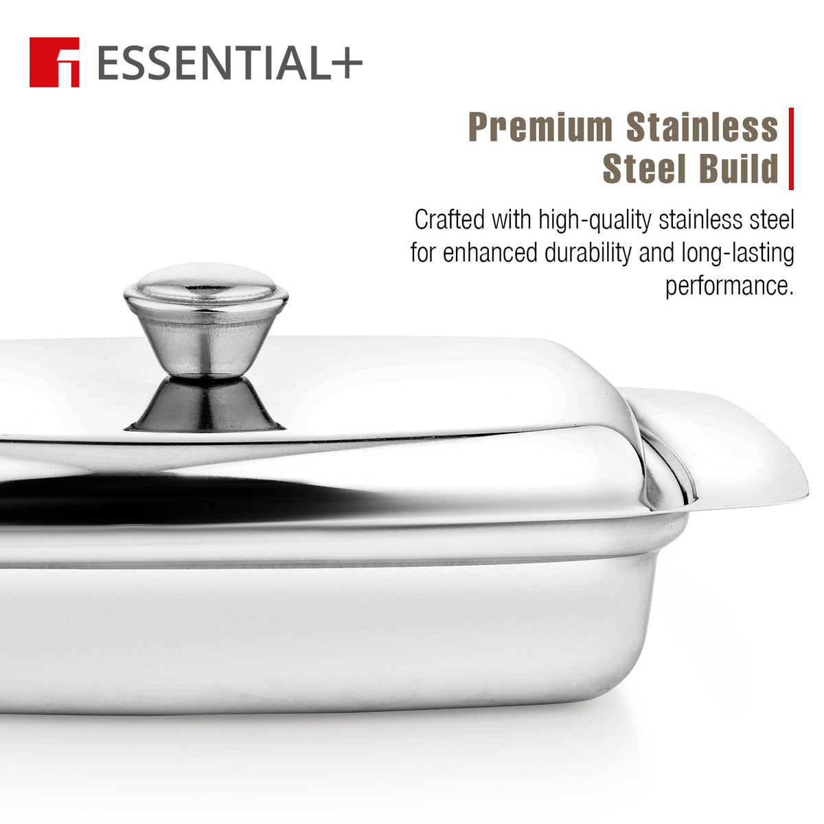 Bergner Essential Plus Stainless Steel Butter Dish with Lid and Additional Butter Knife
