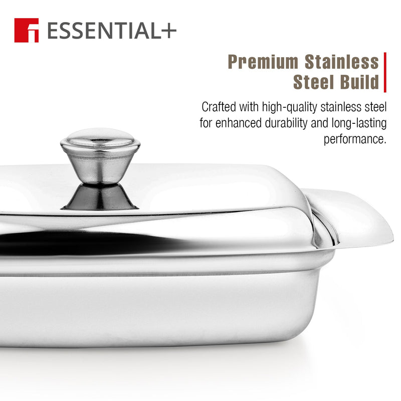 Bergner Essential Plus Stainless Steel Butter Dish with Lid and Additional Butter Knife