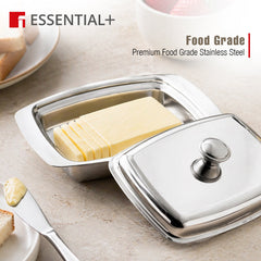 Bergner Essential Plus Stainless Steel Butter Dish with Lid and Additional Butter Knife