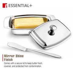 Bergner Essential Plus Stainless Steel Butter Dish with Lid and Additional Butter Knife
