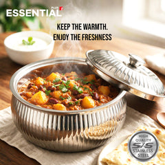 Bergner Essential Plus Stainless Steel Stripe Double Wall Insulated Hot Pot (Casserole) 1500ml