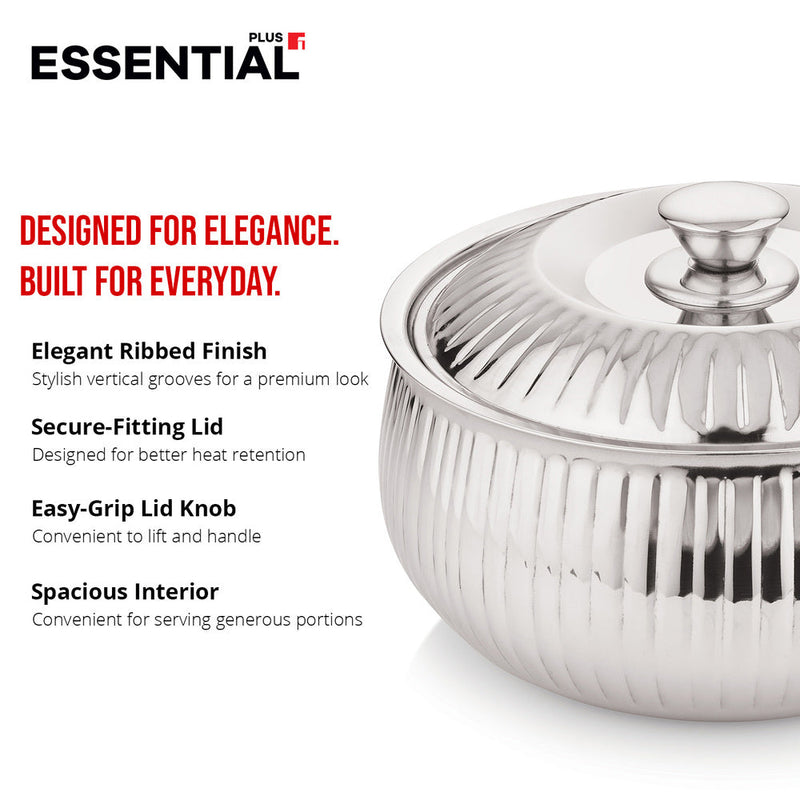Bergner Essential Plus Stainless Steel Stripe Double Wall Insulated Hot Pot (Casserole) 1500ml