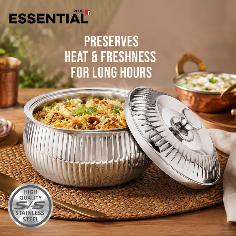 Bergner Essential Plus Stainless Steel Stripe Double Wall Insulated Hot Pot (Casserole) 1500ml