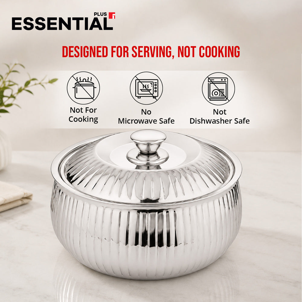 Bergner Essential Plus Stainless Steel Stripe Double Wall Insulated Hot Pot (Casserole) 1500ml