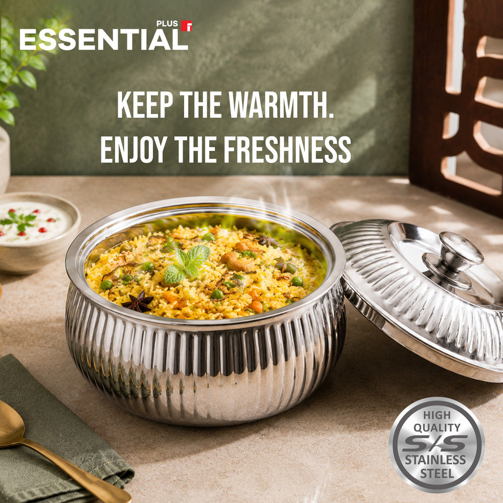Bergner Essential Plus Stainless Steel Stripe Double Wall Insulated Hot Pot (Casserole) 2000ml
