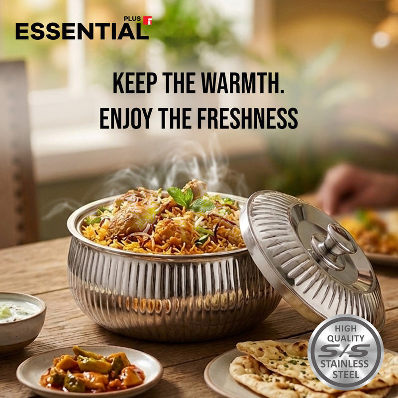 Bergner Essential Plus Stainless Steel Stripe Double Wall Insulated Hot Pot (Casserole) 3000ml