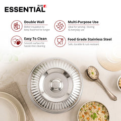 Bergner Essential Plus Stainless Steel Stripe Double Wall Insulated Hot Pot (Casserole) 3000ml