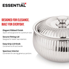 Bergner Essential Plus Stainless Steel Stripe Double Wall Insulated Hot Pot (Casserole) 3000ml