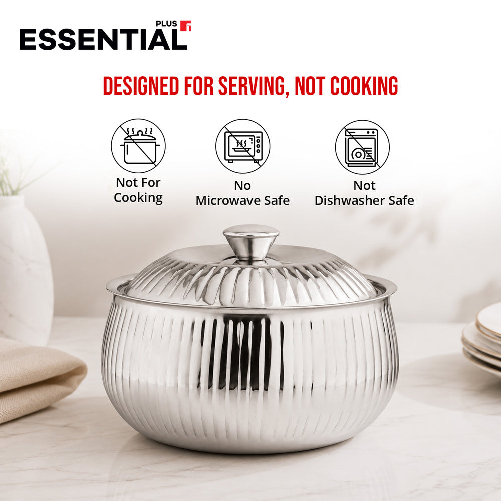 Bergner Essential Plus Stainless Steel Stripe Double Wall Insulated Hot Pot (Casserole) 3000ml