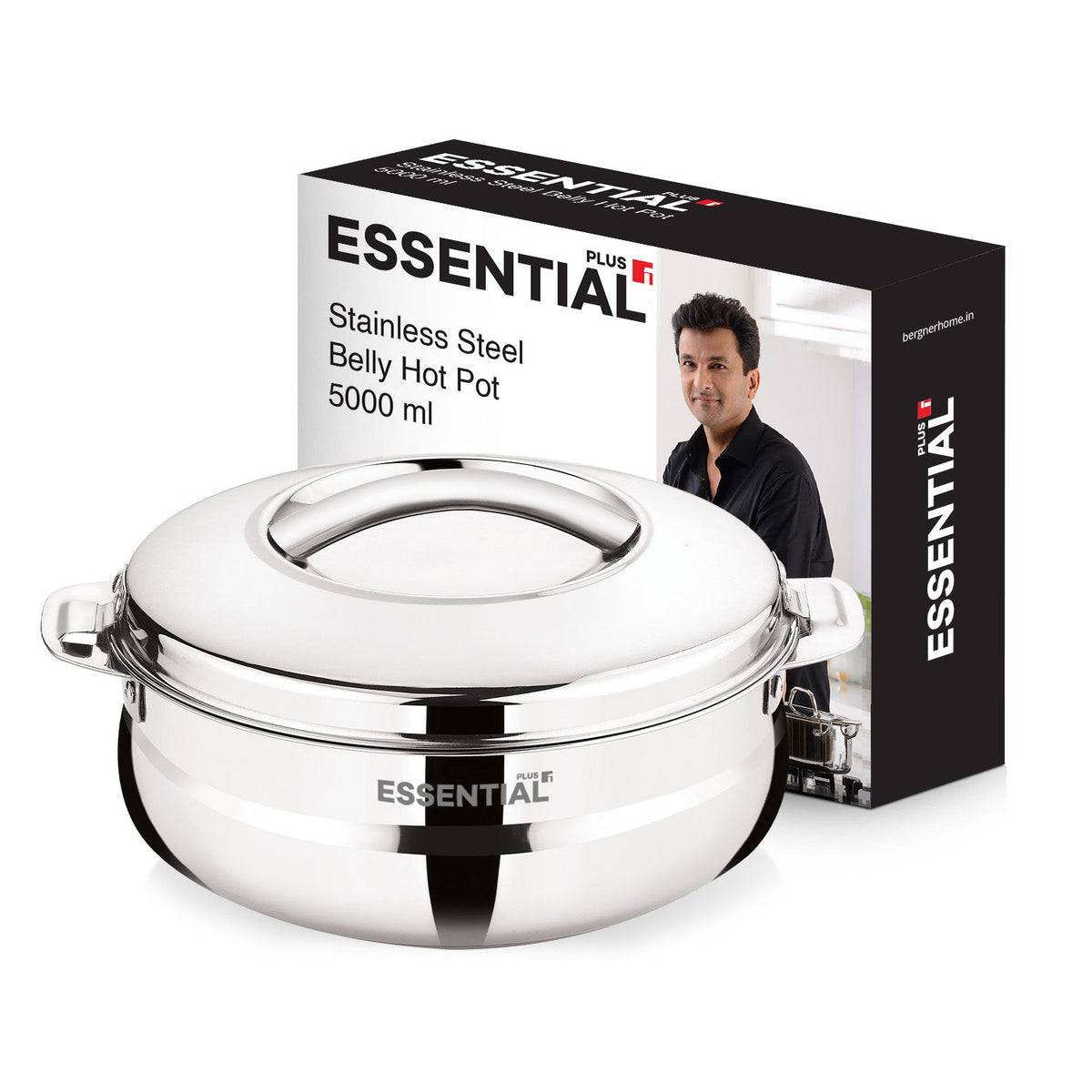 Bergner Essential Plus Stainless Steel Belly Shape Hot Pot/Casserole 5000ml