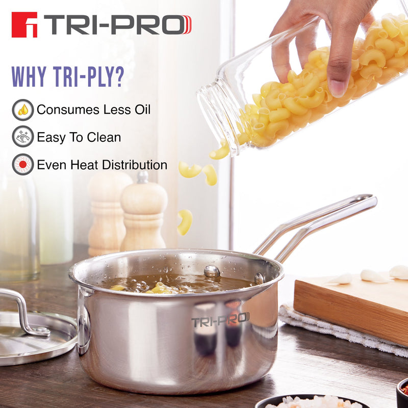Bergner TriPro Tri-Ply Stainless Steel 3 Pcs Cookware Set - Induction Bottom