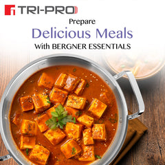Bergner TriPro Tri-Ply Stainless Steel Kadai 24cm (2.5 L)