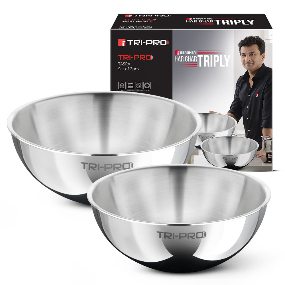 Bergner TriPro Tri-Ply Stainless Steel 2 Pcs Tasra Set - Induction Bottom