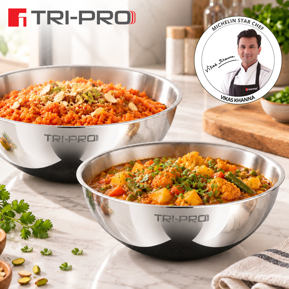 Bergner TriPro Tri-Ply Stainless Steel 2 Pcs Tasra Set - Induction Bottom