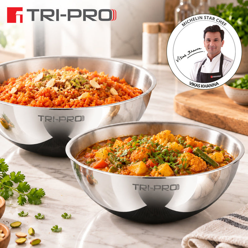 Bergner TriPro Tri-Ply Stainless Steel 2 Pcs Tasra Set - Induction Bottom