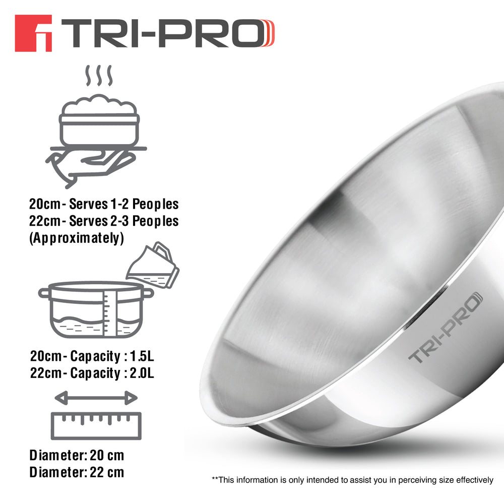 Bergner TriPro Tri-Ply Stainless Steel 2 Pcs Tasra Set - Induction Bottom