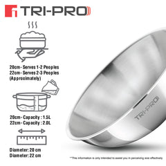 Bergner TriPro Tri-Ply Stainless Steel 2 Pcs Tasra Set - Induction Bottom