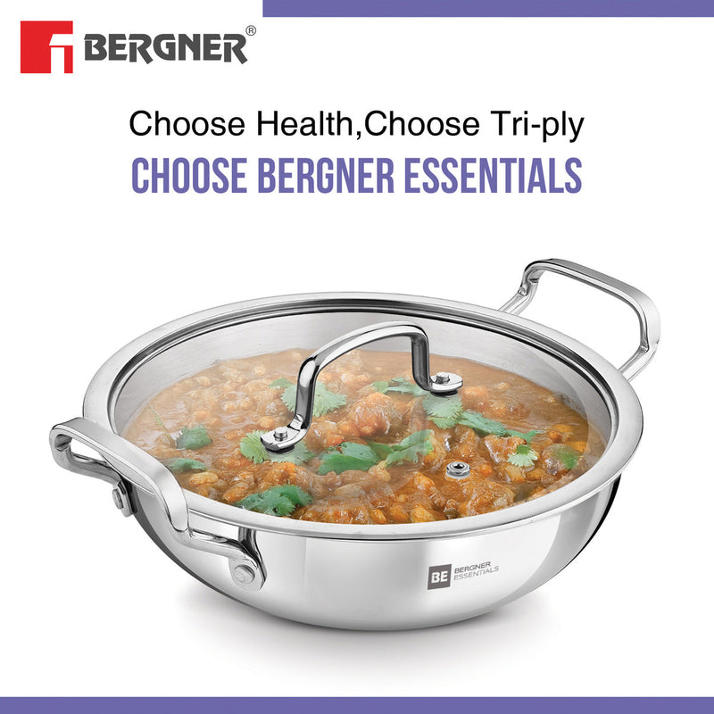 Bergner BE Essentials Tri-Ply Stainless Steel Kadai
