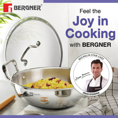 Bergner BE Essentials Tri-Ply Stainless Steel Kadai