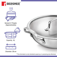 Bergner BE Essentials Tri-Ply Stainless Steel Kadai