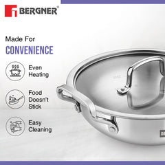 Bergner BE Essentials Tri-Ply Stainless Steel Kadai