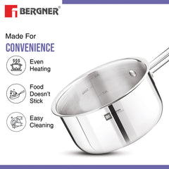 Bergner BE Essentials Tri-Ply Stainless Steel Teapan / Milk Pan