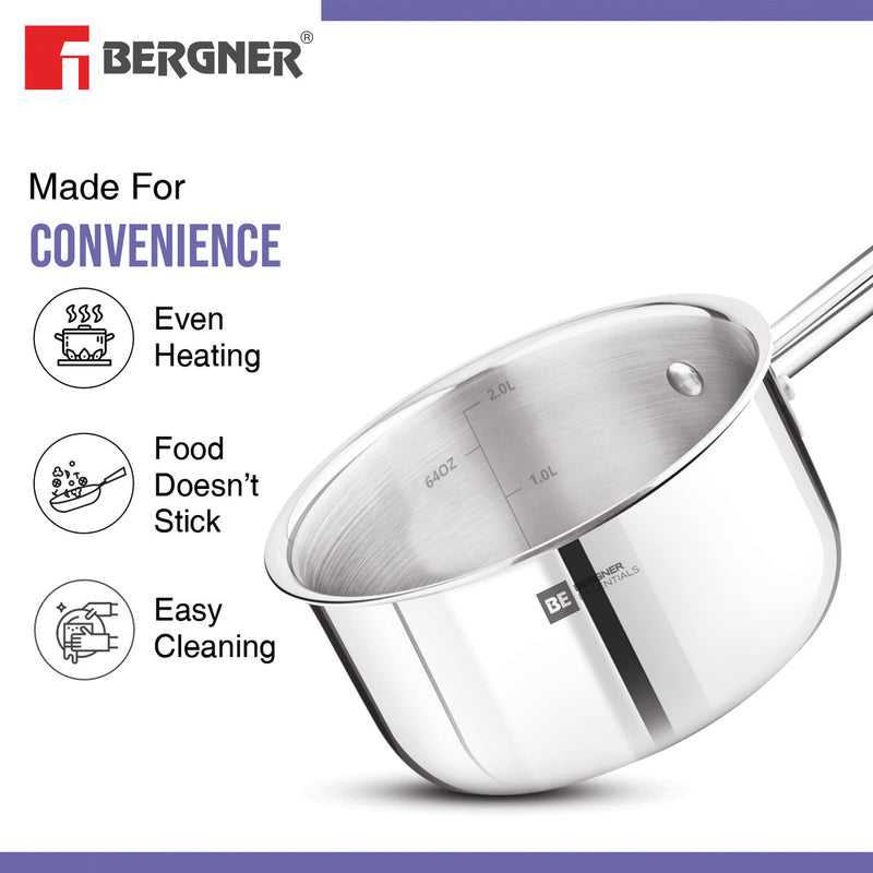 Bergner BE Essentials Tri-Ply Stainless Steel Teapan / Milk Pan