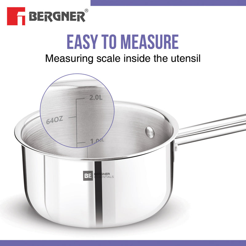 Bergner BE Essentials Tri-Ply Stainless Steel Teapan / Milk Pan
